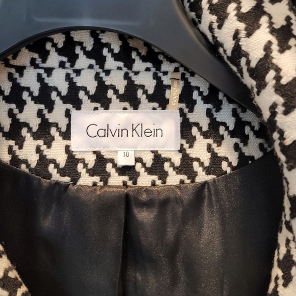 Calvin Klein Houndstooth wool blend coat - Picture 3 of 10
